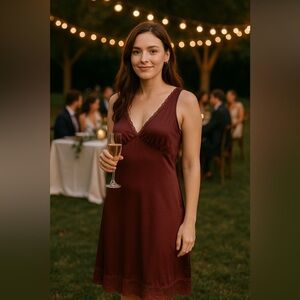 Old Navy Burgundy Lace Trim Slip Dress Nightgown Size Large